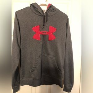 Women’s Under Armour size Medium Charcoal Gray and Pink Logo Hoodie